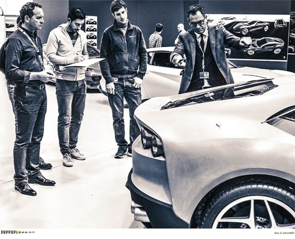 Flavio Manzoni and his team working on the clay model of the Ferrari 812 Superfast