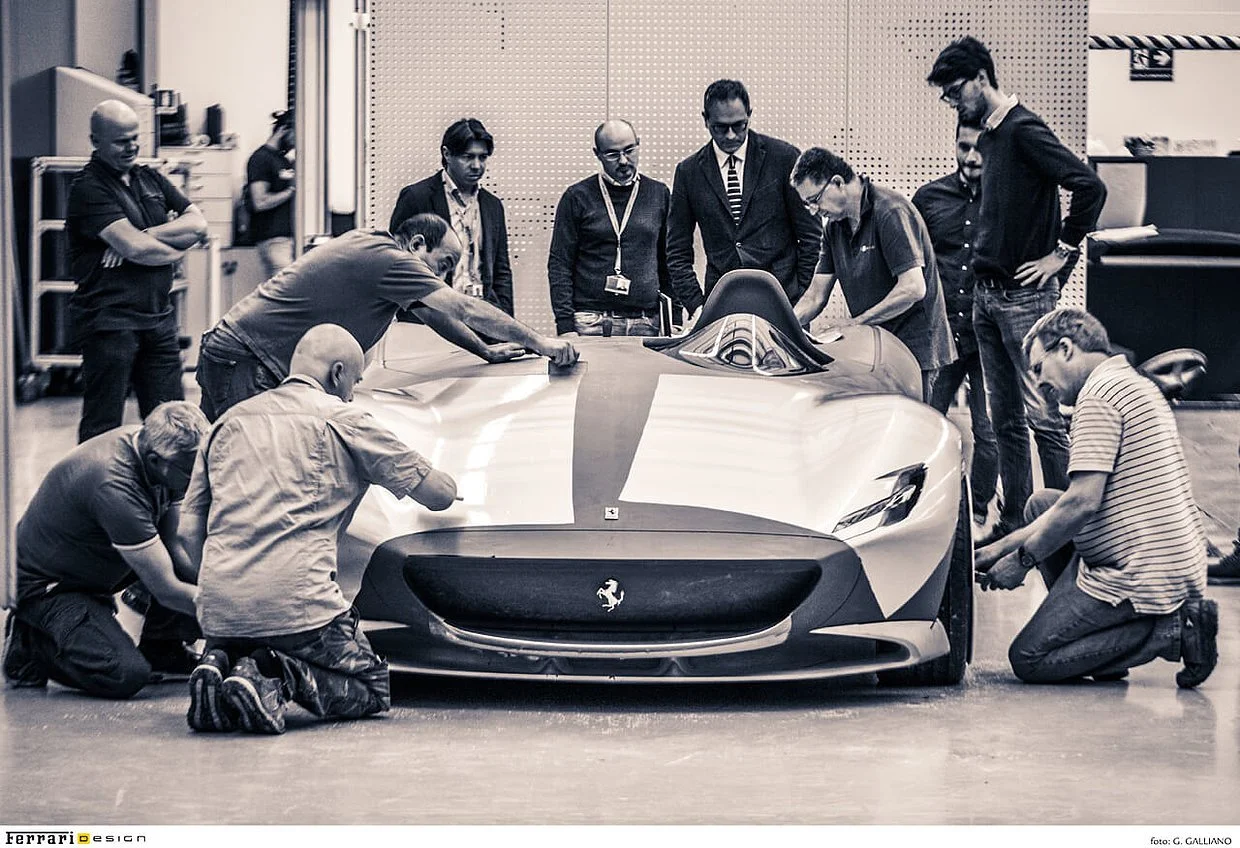 Flavio Manzoni and his team working on the clay model of the Ferrari Monza SP1