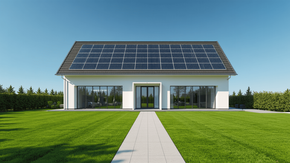 Modernes energieeffizientes Haus mit Solardach