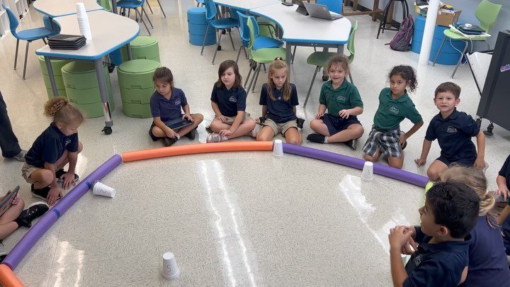 St. Andrew Kindergarten students learn to manipulate Sphero Bolt Robots in Robotics class. #thisisstandrew #catholicschool #spherobolt #robots #kindergarten #capecoral #swfl #blessed