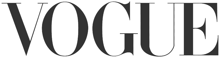 Illustration of the word 'VOGUE' in large, black, serif letters on a white background.