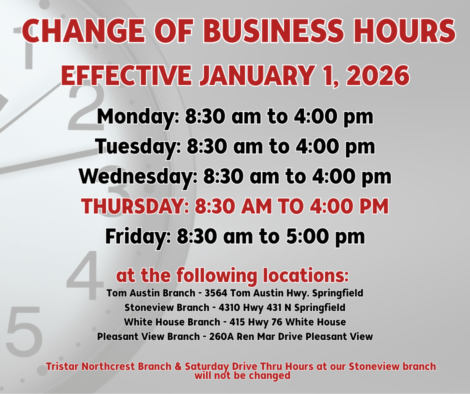 Change to Business Hours Effective 1/1/26