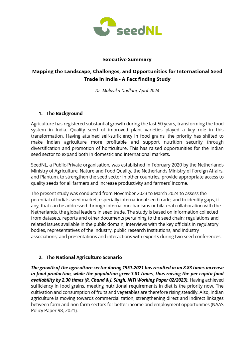 Fact-finding study: the Indian seed sector