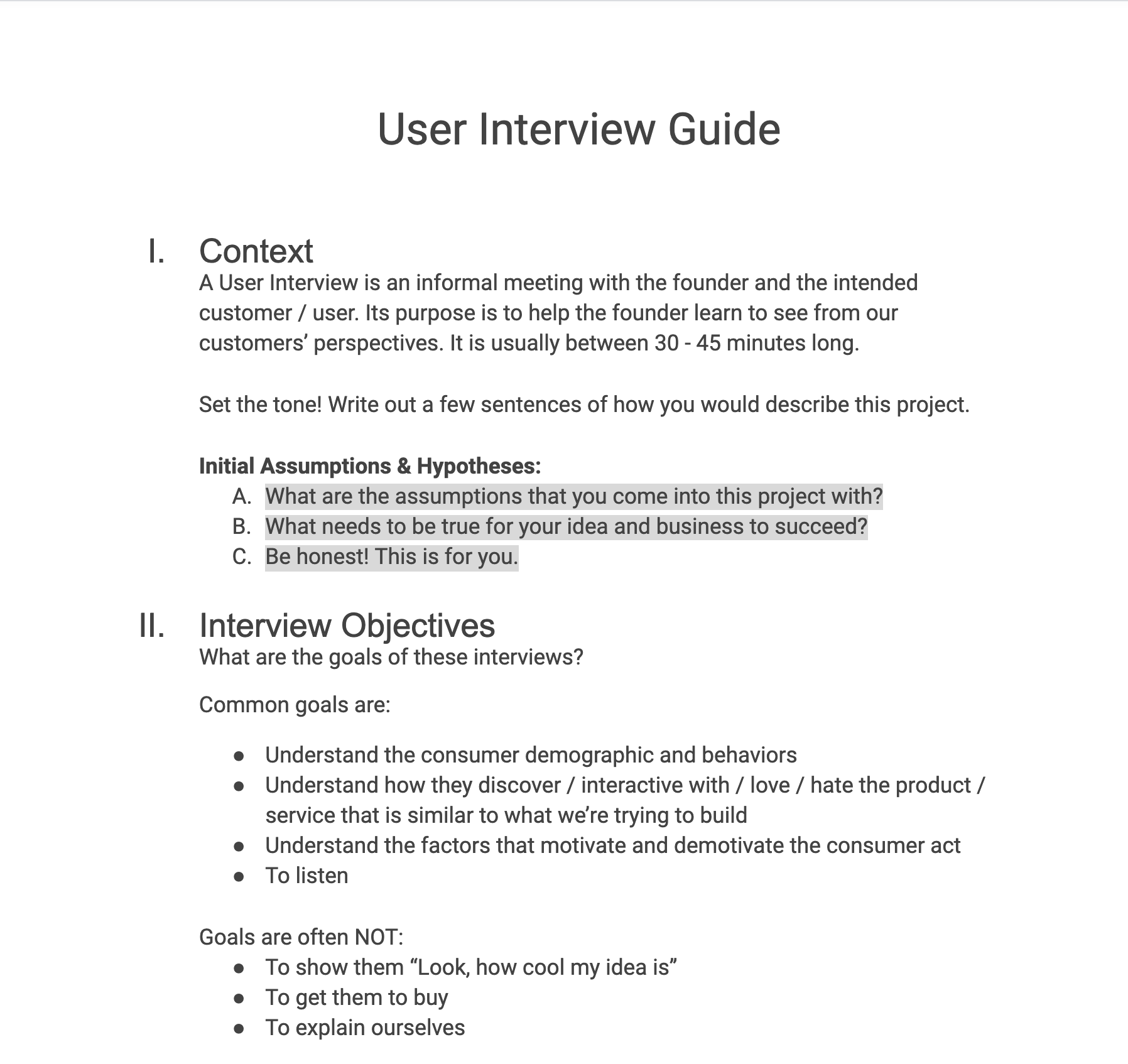 User Interview Guide