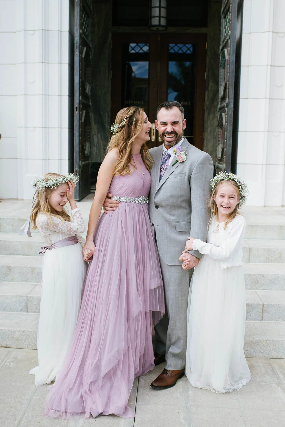 City Hall vow renewal with children. Portrait by San Francisco California vow renewal photographer Michaela Joy Photography.