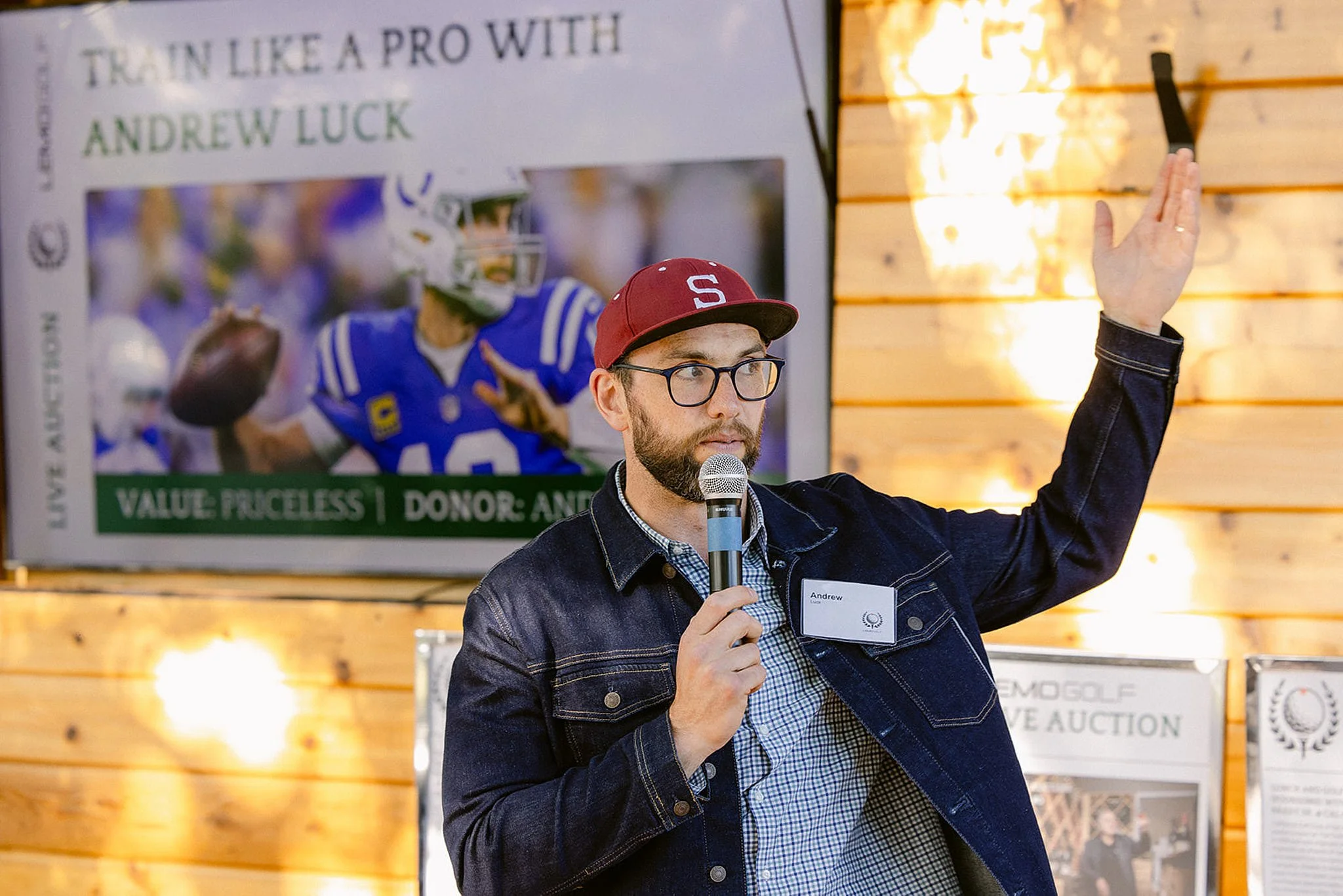 An SVB leadership retreat session featuring an interactive discussion and Andrew Luck branding. Silicon Valley corporate event photography by Michaela Joy Photography.