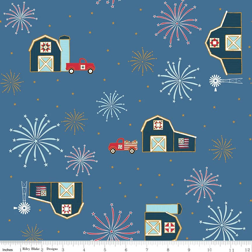 Sweet Freedom Barns Denim Sparkle Yardage