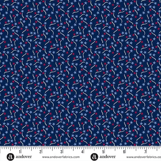 Tradition Blue Calico Stars Yardage