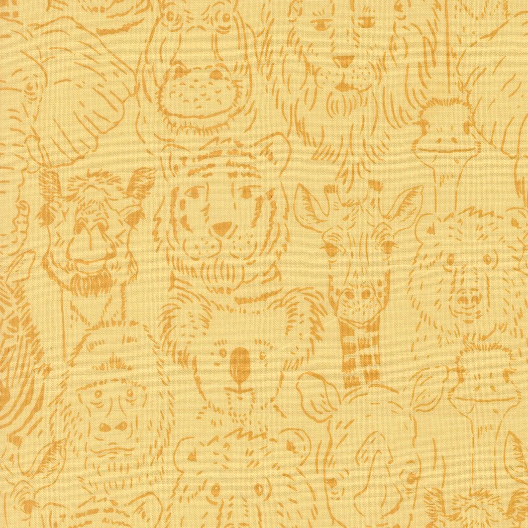 Animal Park Fun One Big Happy Family Banana Yardage