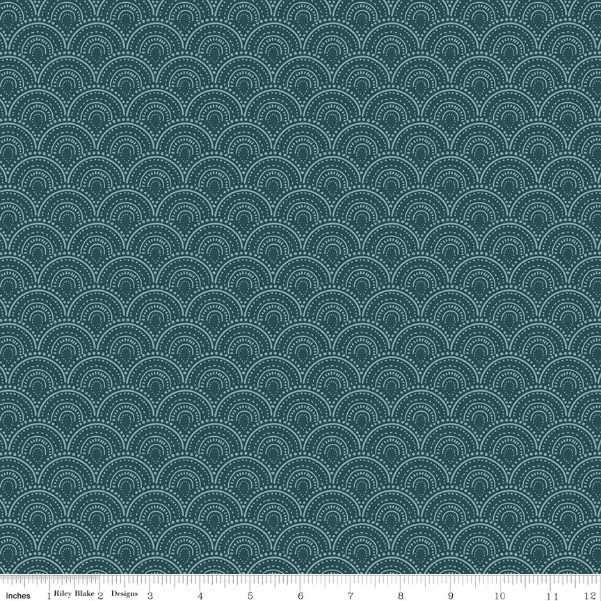 Vintage Charm Scallops Midnight Yardage