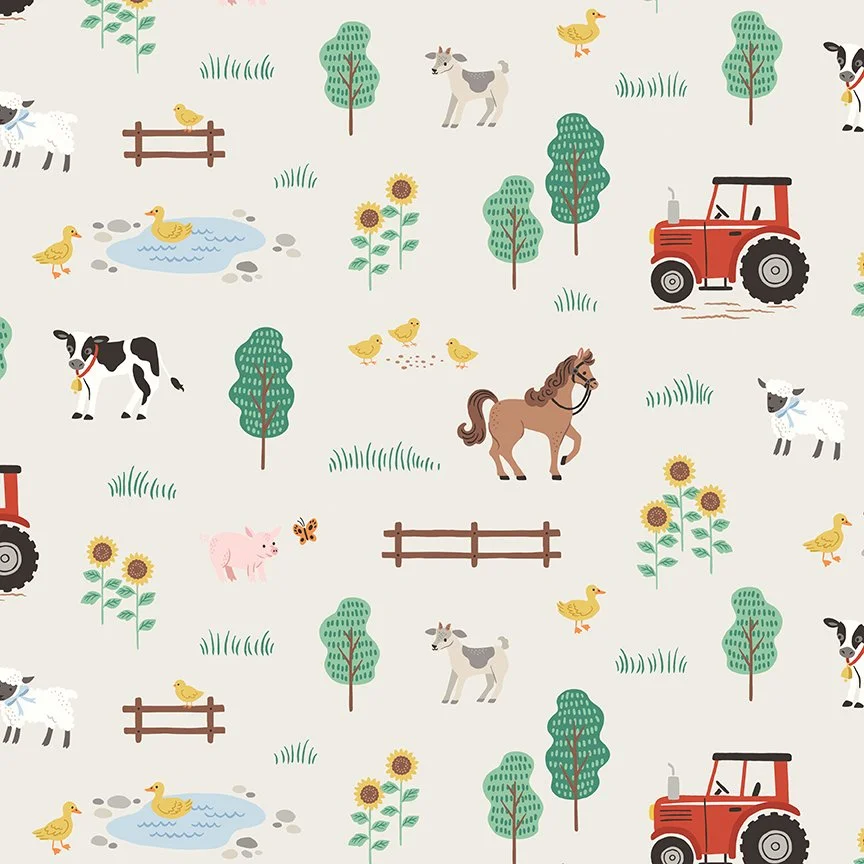 On the Farm Off White Flannel
