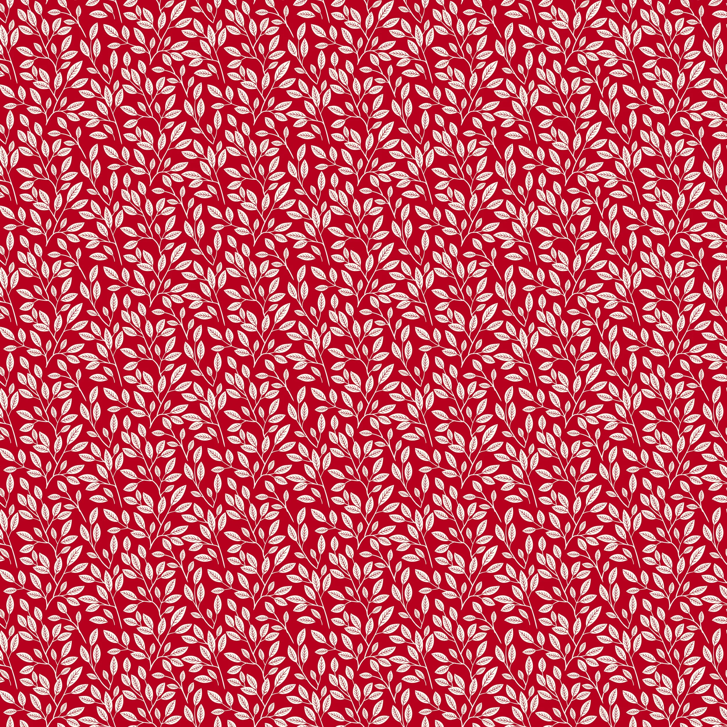 Radiant Ruby Leaves Schoolhouse Yardage