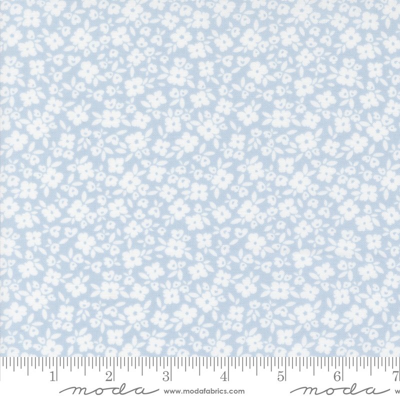 Cottage Charm Flower Basket Powder Blue Yardage