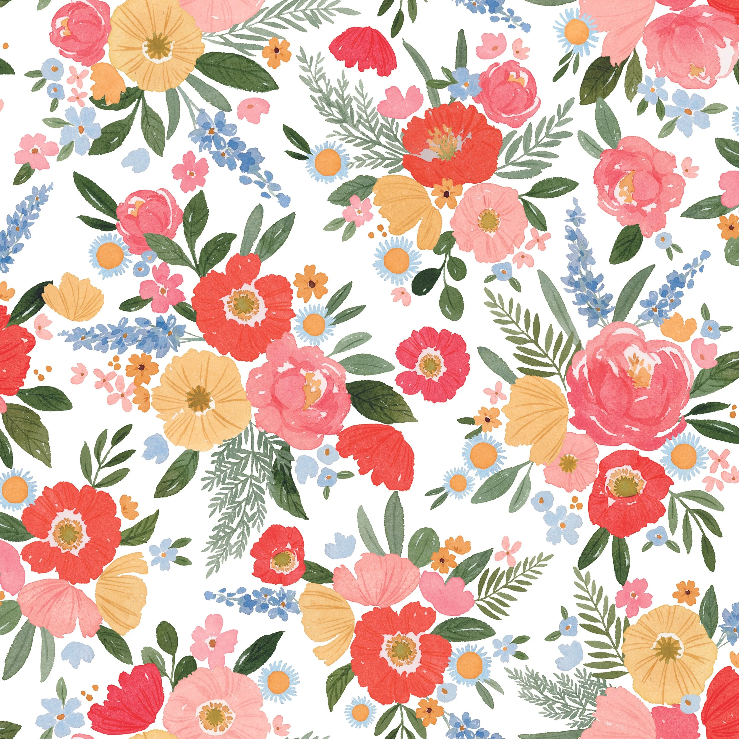 Floral Charms Main White Yardage