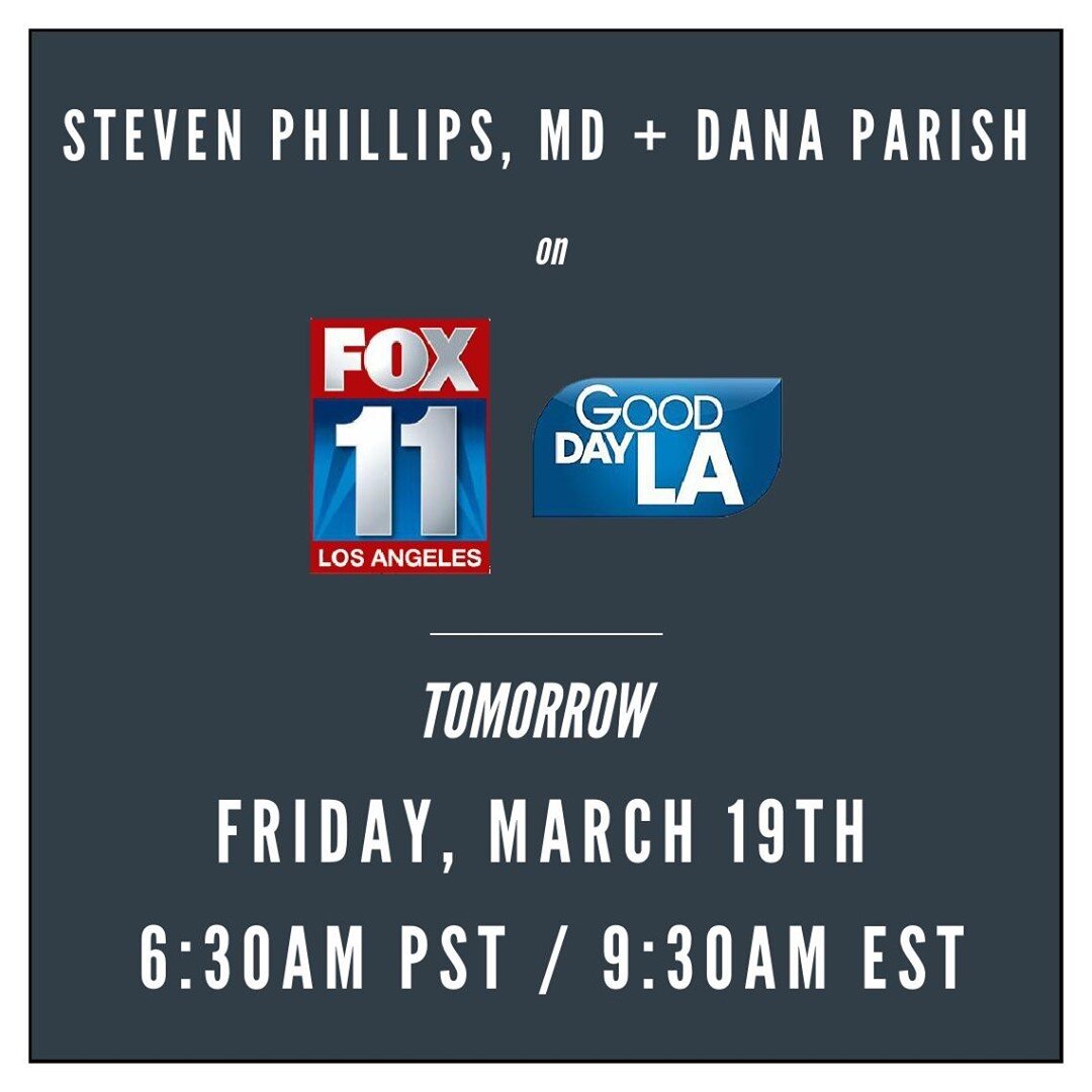 TOMORROW 💥! Catch Steven Phillips, MD and Dana Parish on @FOXLA 's Good Day L.A. at 6:30AM PST/ 9:30EST! Click the here to watch: https://foxla.com/live . Link also in bio. #chronicbook