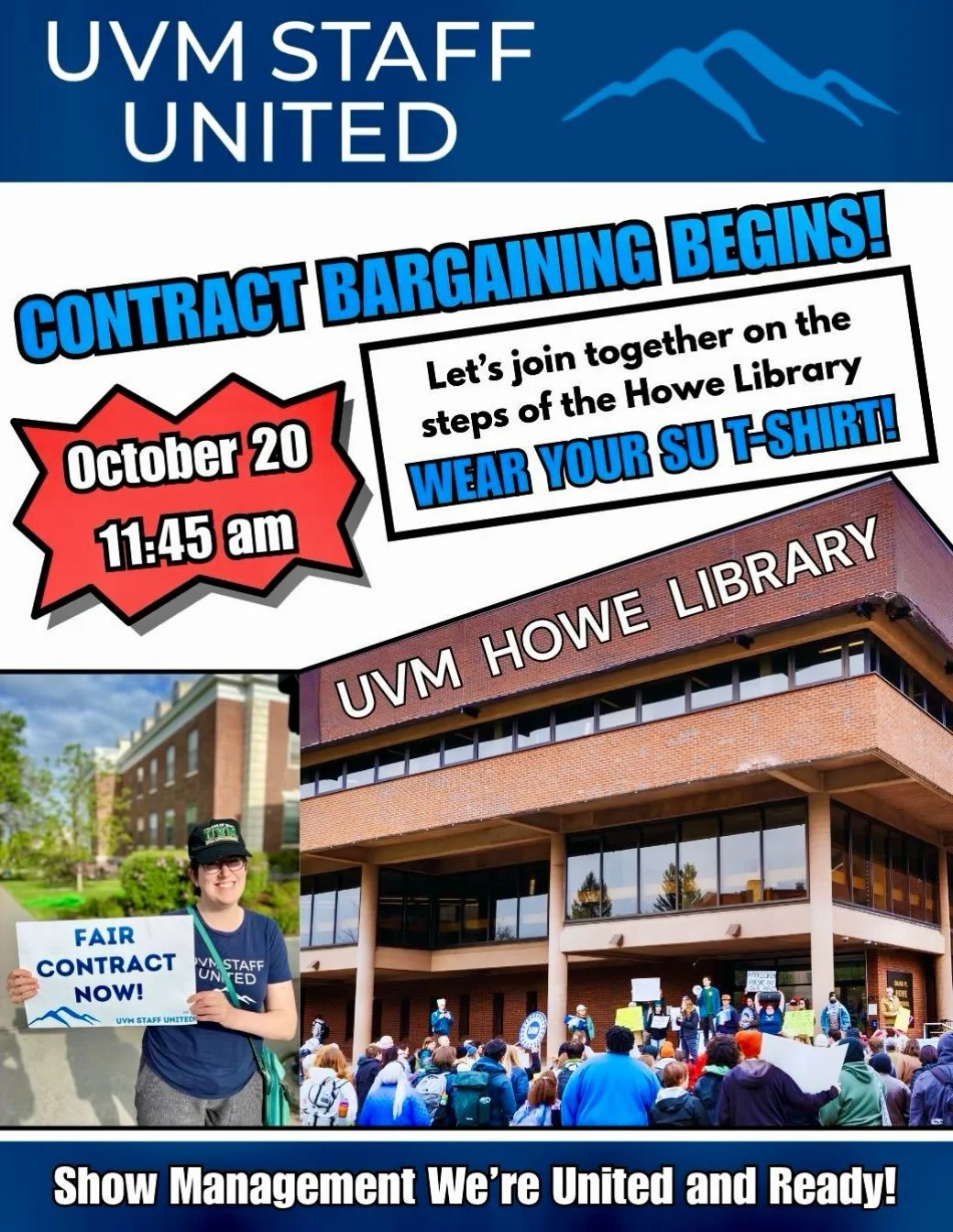 The opening day of contract negotiations is almost here! This is our chance to demonstrate to university administrators that our membership is united, organized, and determined to win higher wages, a step system that recognizes experience, a say in h