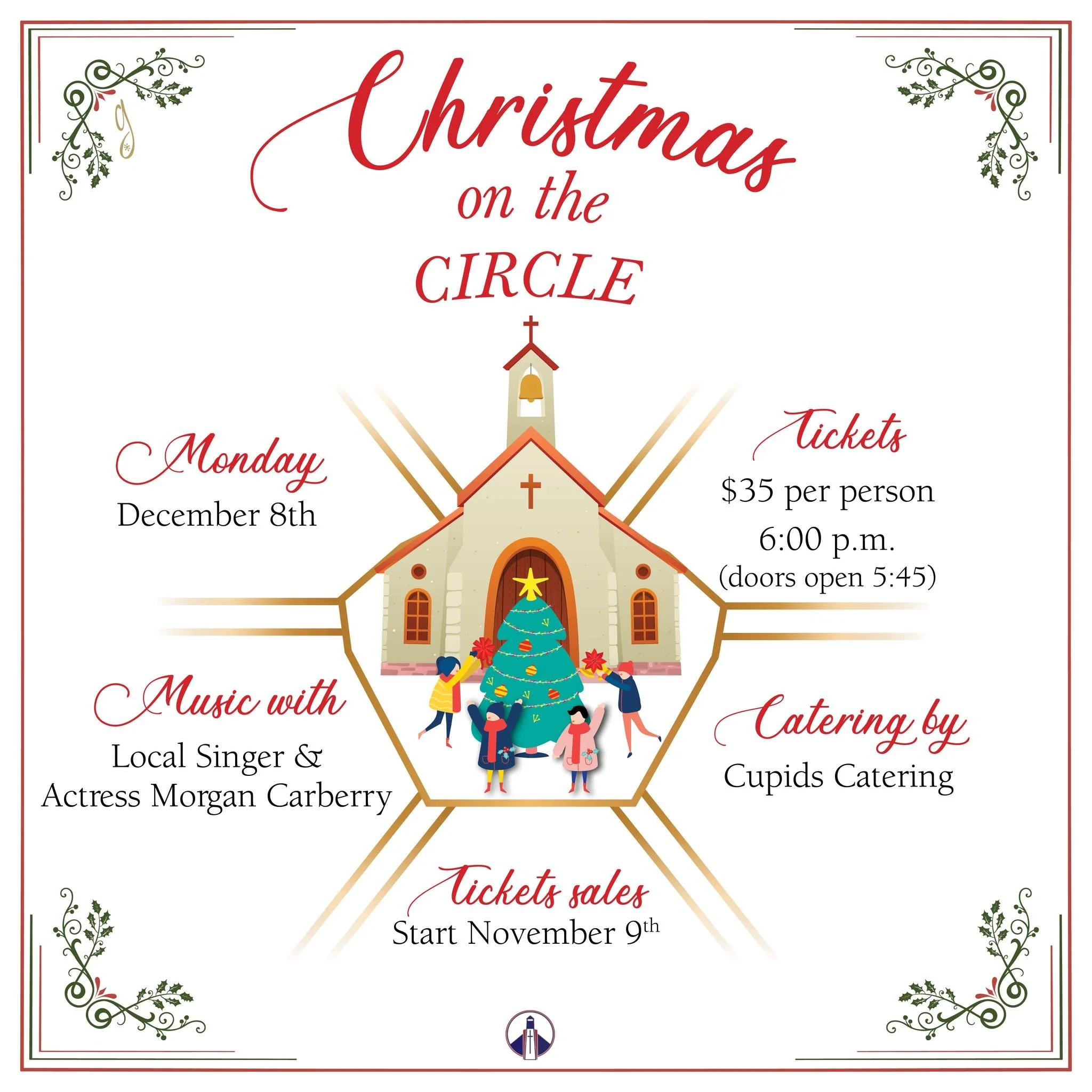 Get ready for our annual Girlfriends&rsquo; Dinner: Christmas on the Circle!
Monday, December 8
Doors open 5:45pm, event begins 6pm
Tickets: $35
Enjoy a festive night out with friends, delicious food from Cupid&rsquo;s Catering, and live music from l