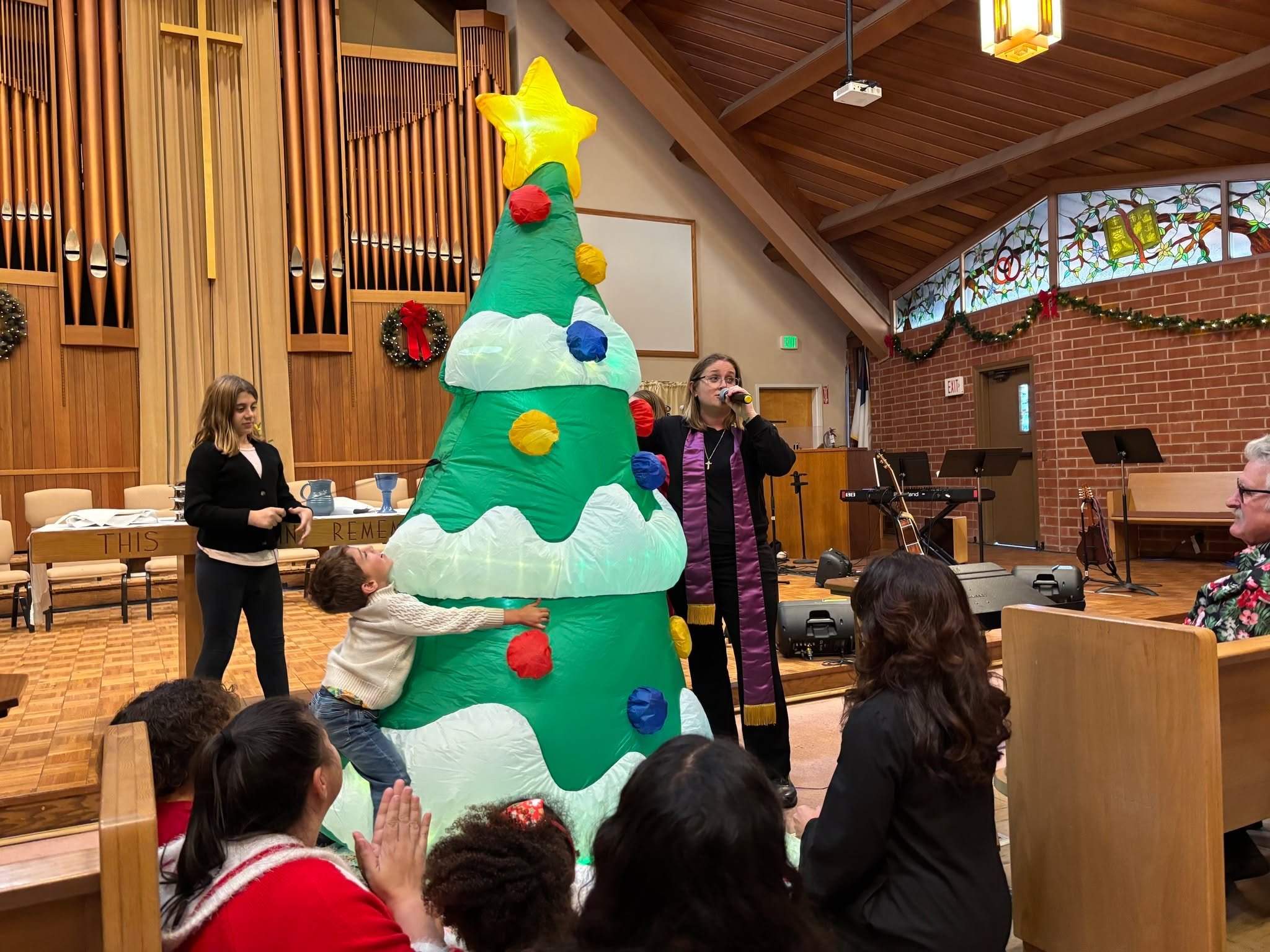 In case you missed it...this past Sunday we explored the theme of hope through the lens of John the Baptist's life. Pastor Megan facilitated the Young at Heart time and surprised us with an inflatable Christmas tree. &quot;Hope is like...an inflatabl