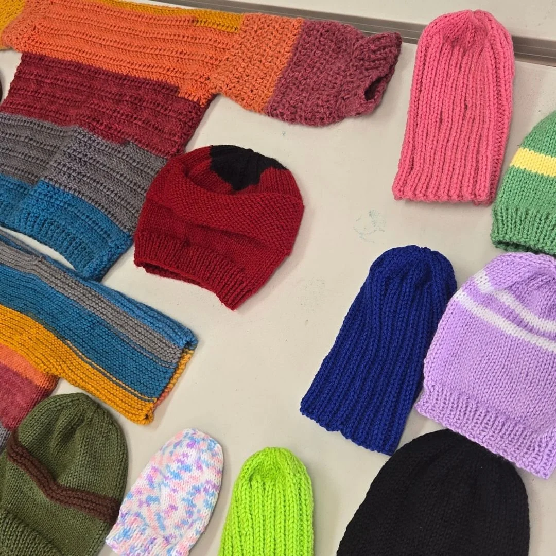 Here&rsquo;s a snapshot of what our Knit for Kids group has been working on recently &mdash; two sweaters, four adult caps, and several cozy caps for children. What a beautiful gift of time, talent, and love for those in need. Do you enjoy knitting a