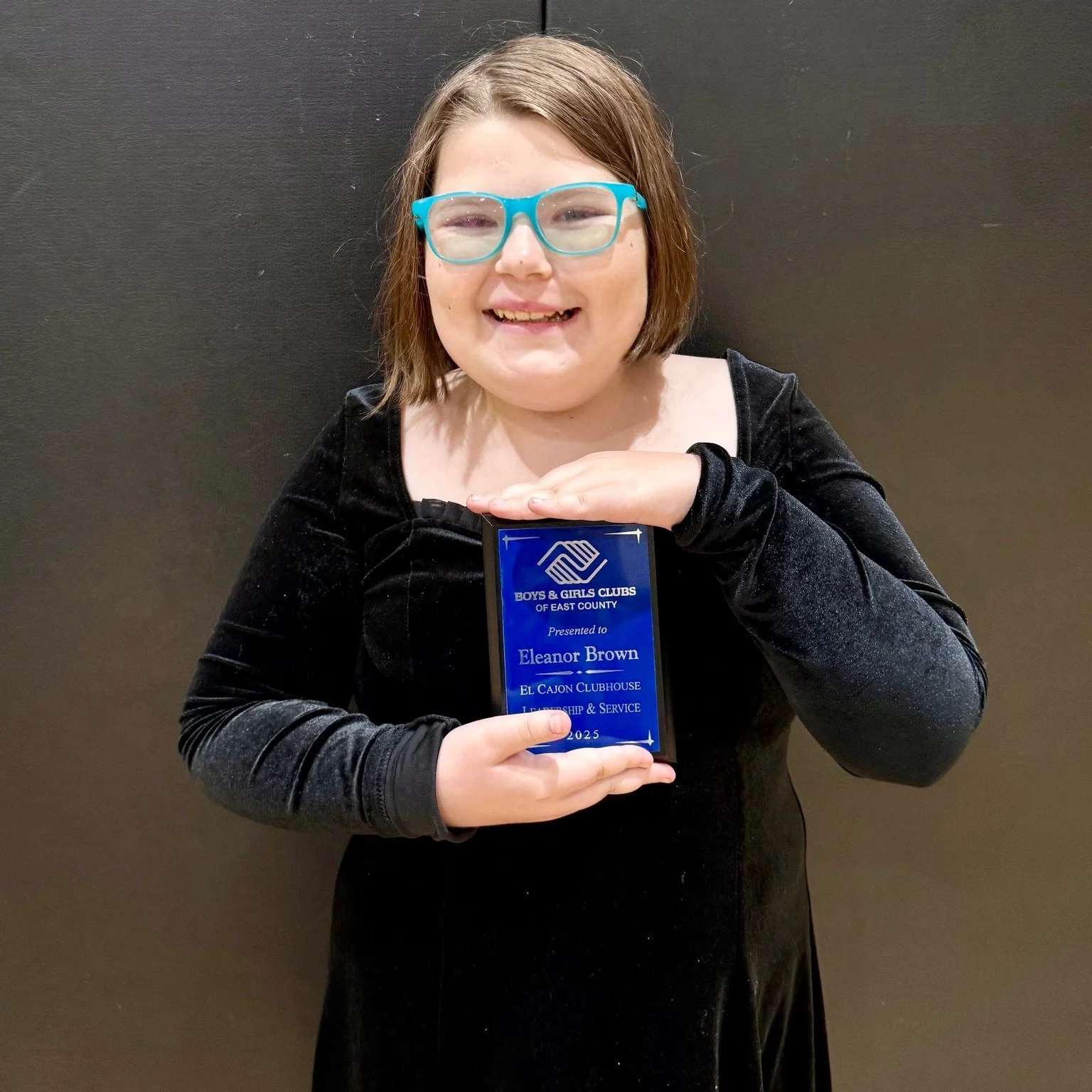 Above is a picture of Ellie who was unanimously nominated to receive the El Cajon Clubhouse Leadership and Service Award from the Boys &amp; Girls Clubs of East County for this past school year. Way to go Ellie!