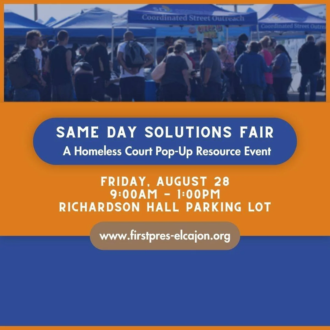 In partnership with You Did It For Me and in coordination with the San Diego County District Attorney's Office, we're hosting a "Same Day Solutions Fair" to support neighbors experiencing homelessness or at risk of homelessness.

🗓 Friday,