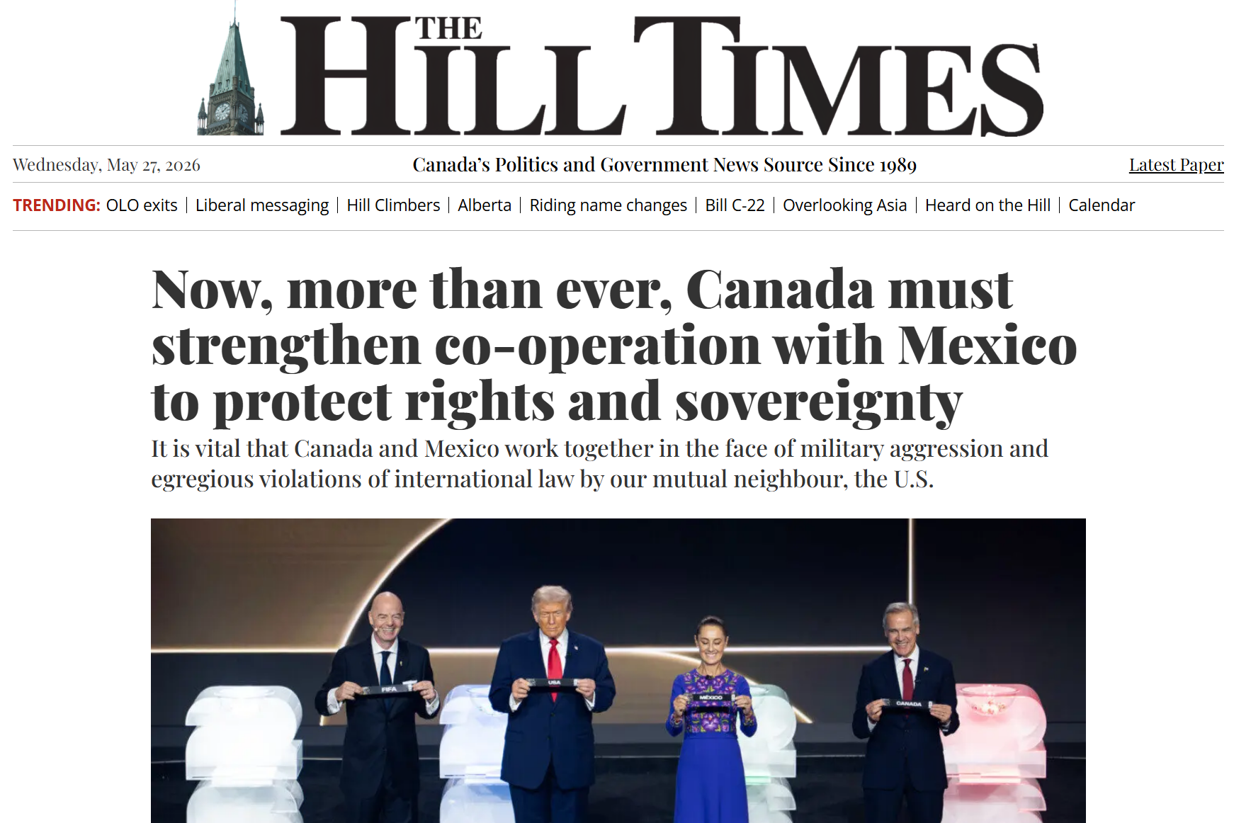 APG OP ED: Now, more than ever, Canada must strengthen co-operation with Mexico to protect rights and sovereignty