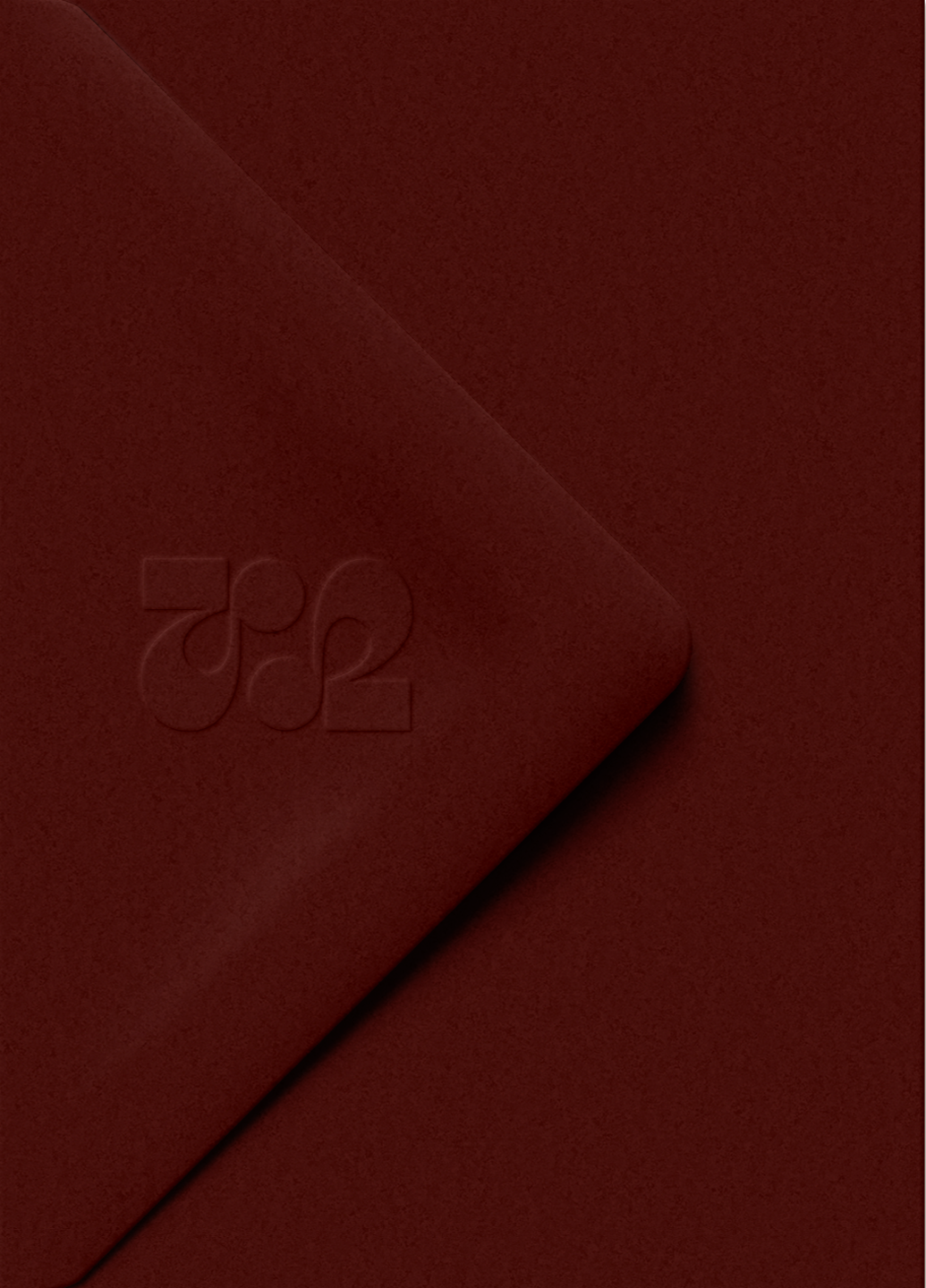 Embossed burgundy leather portfolio graphic over a blurred portrait, Spearman Spaces contact page