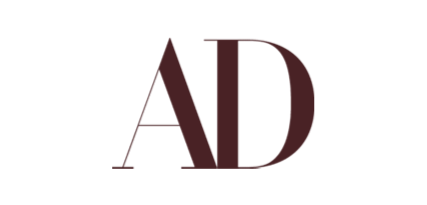 Architectural Digest logo, feature on Jihan Spearman's home, blending classic and contemporary design