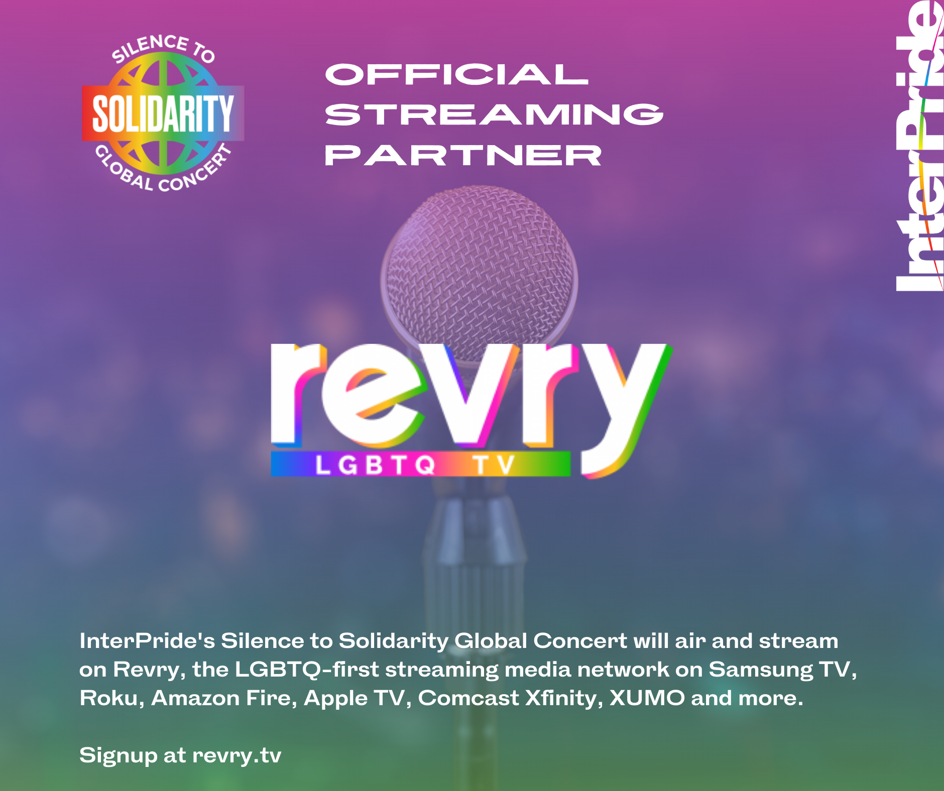 Revry to Premiere and Stream InterPrides “Silence to Solidarity” Virtual Global Concert — Stream queer movies, series, news, music and live TV on Revry