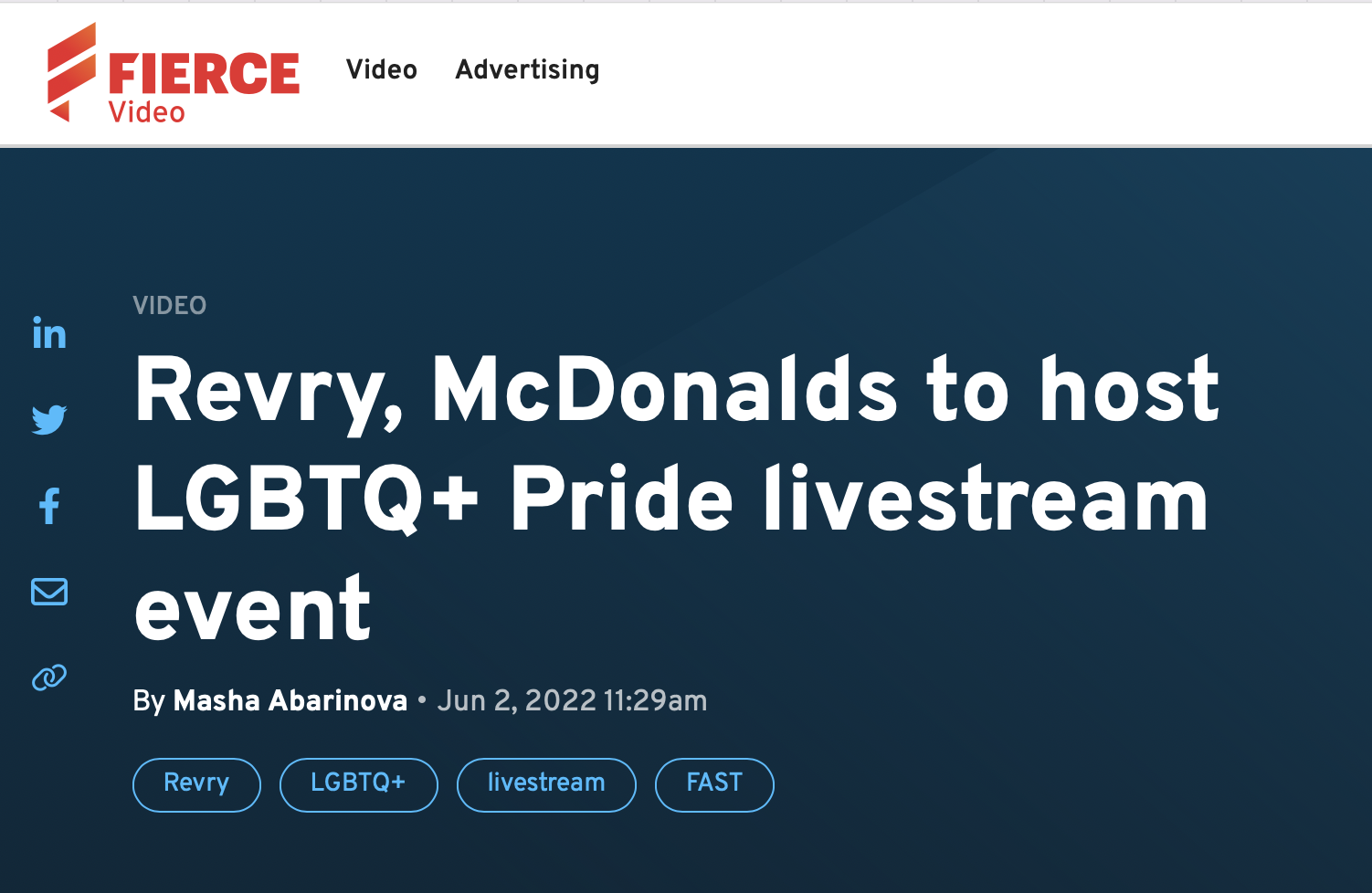 Revry, McDonalds to host LGBTQ+ Pride livestream event — Stream queer movies, series, news, music and live TV on Revry