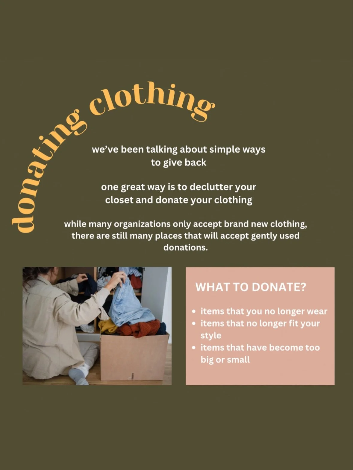Clearing out your closet? Let it be an act of kindness 🤍

As many of us sort through clothes we no longer wear, it&rsquo;s a great moment to pause and think about how and where we donate.

Not all clothing donations are created equal. Clean, gently 