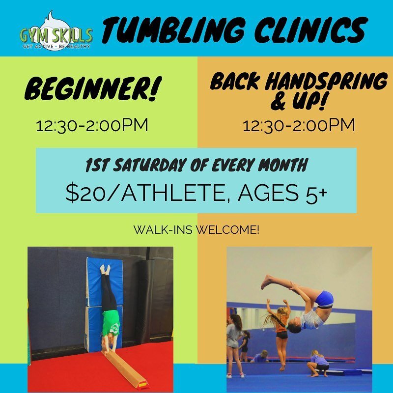 We have our Tumbling Clinic this weekend! Hurray for the first Saturday of March 😁 Sign up online 📲