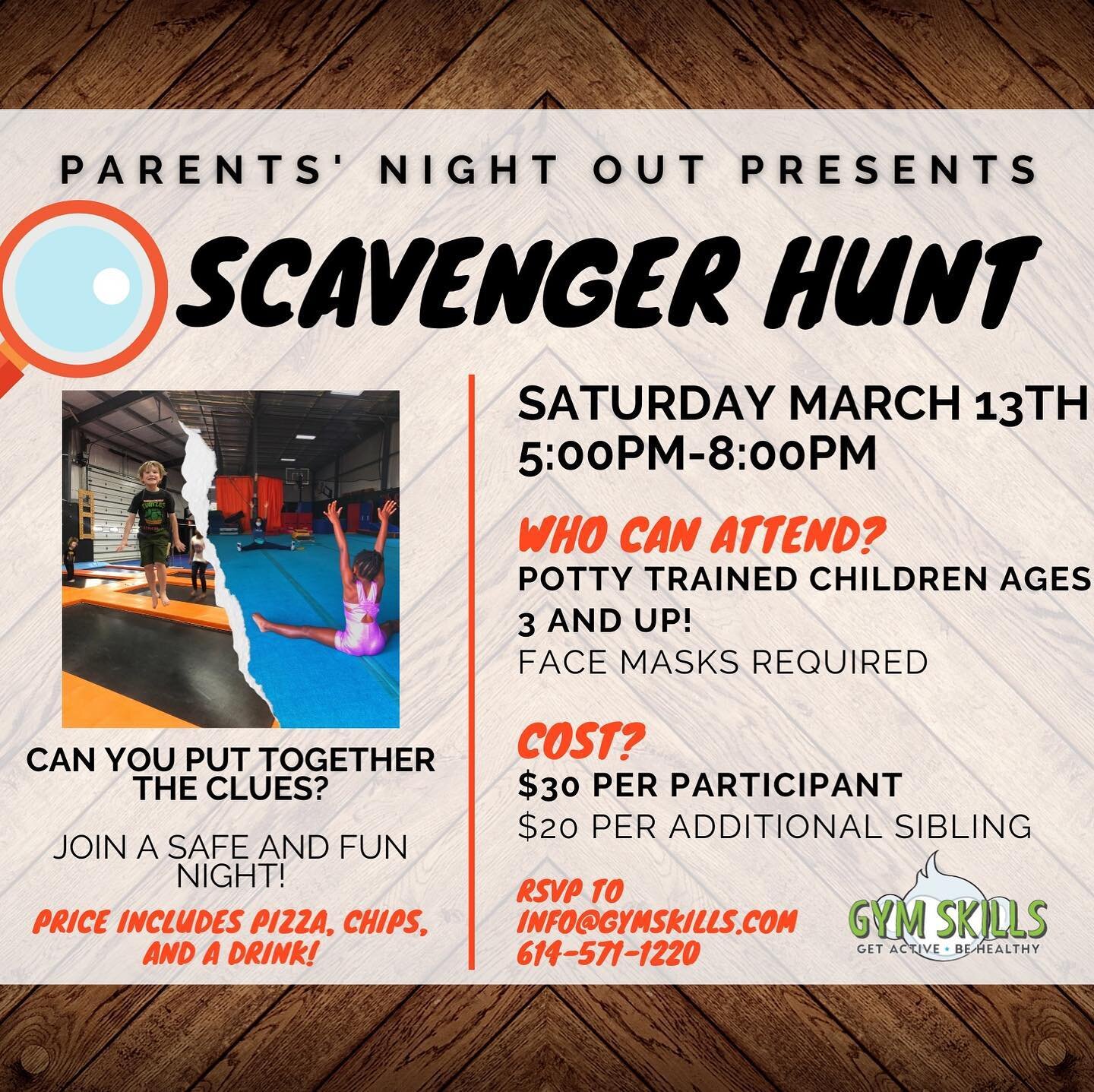 Don&rsquo;t miss out! This Saturday is a Scavenger Hunt PNO! Read the flyer for all details. You must RSVP online! 🥸💡🔦