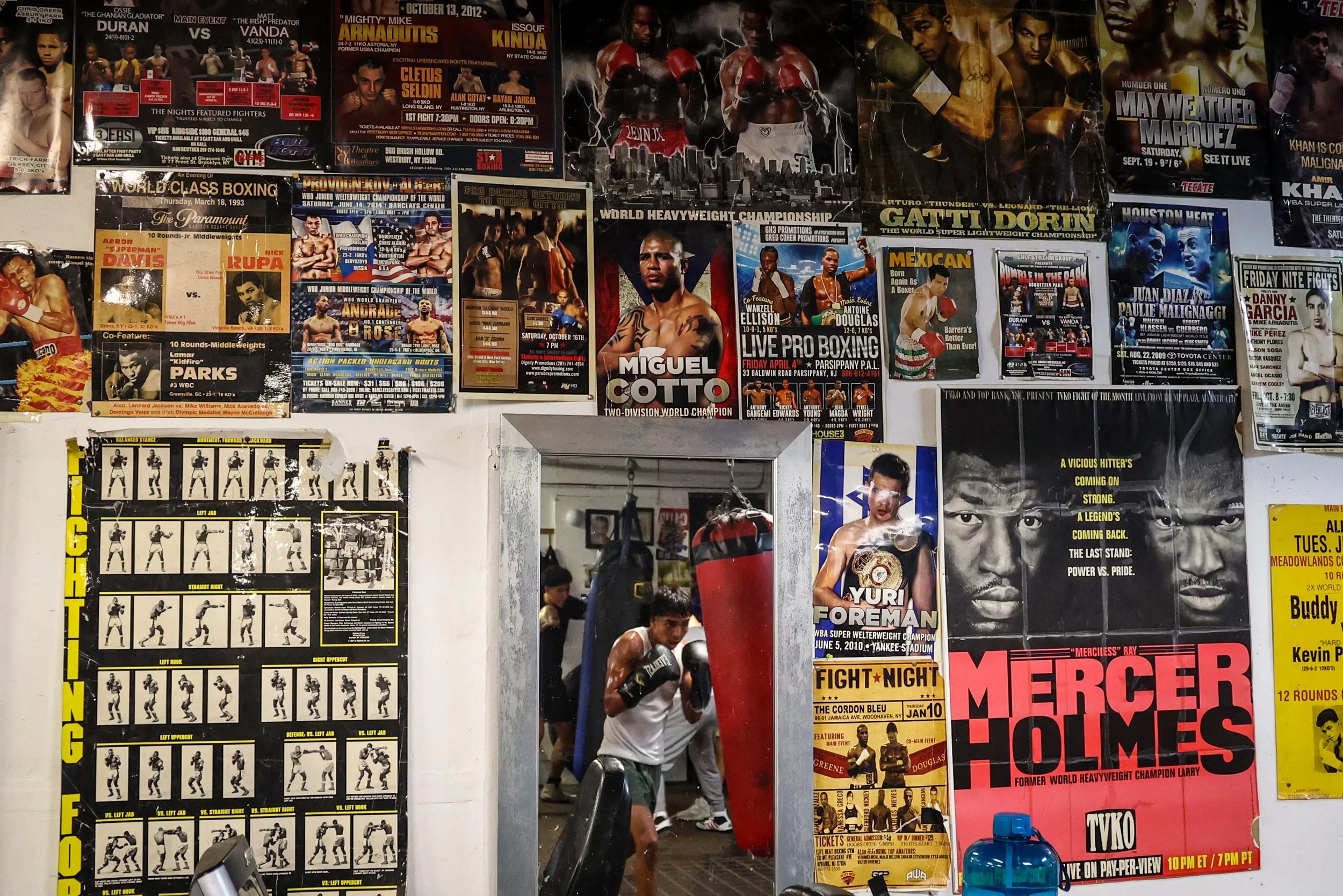 19-year-old boxer Erik Mendez, a Golden Gloves champion, trains for his next fight  at Ike and Randy's Boxing Gym in Paterson.