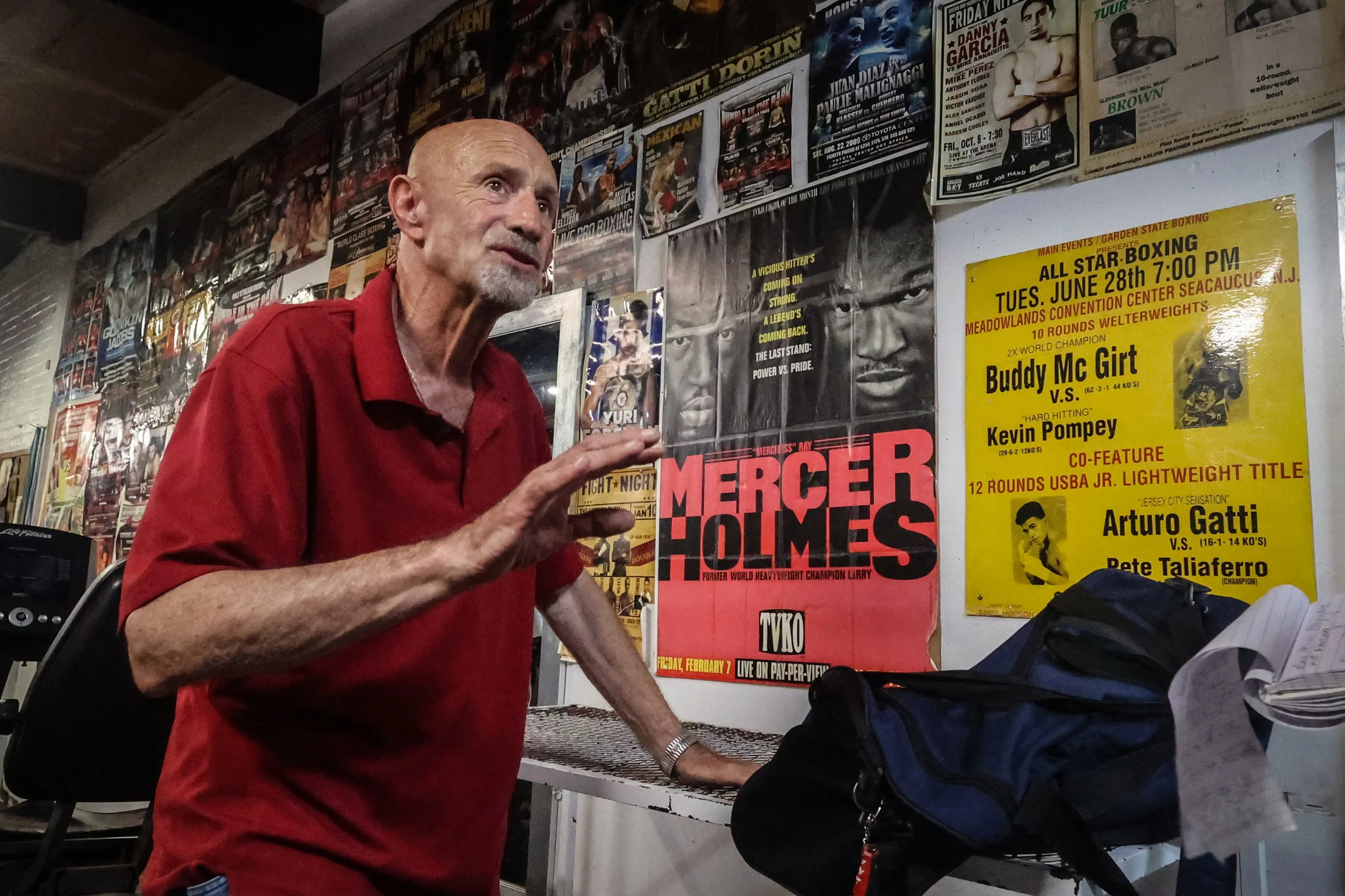 Phil Shevack trains  19-year-old boxer Erik Mendez, a Golden Gloves champion, trains for his next fight at Ike and Randy's Boxing Gym in Paterson.