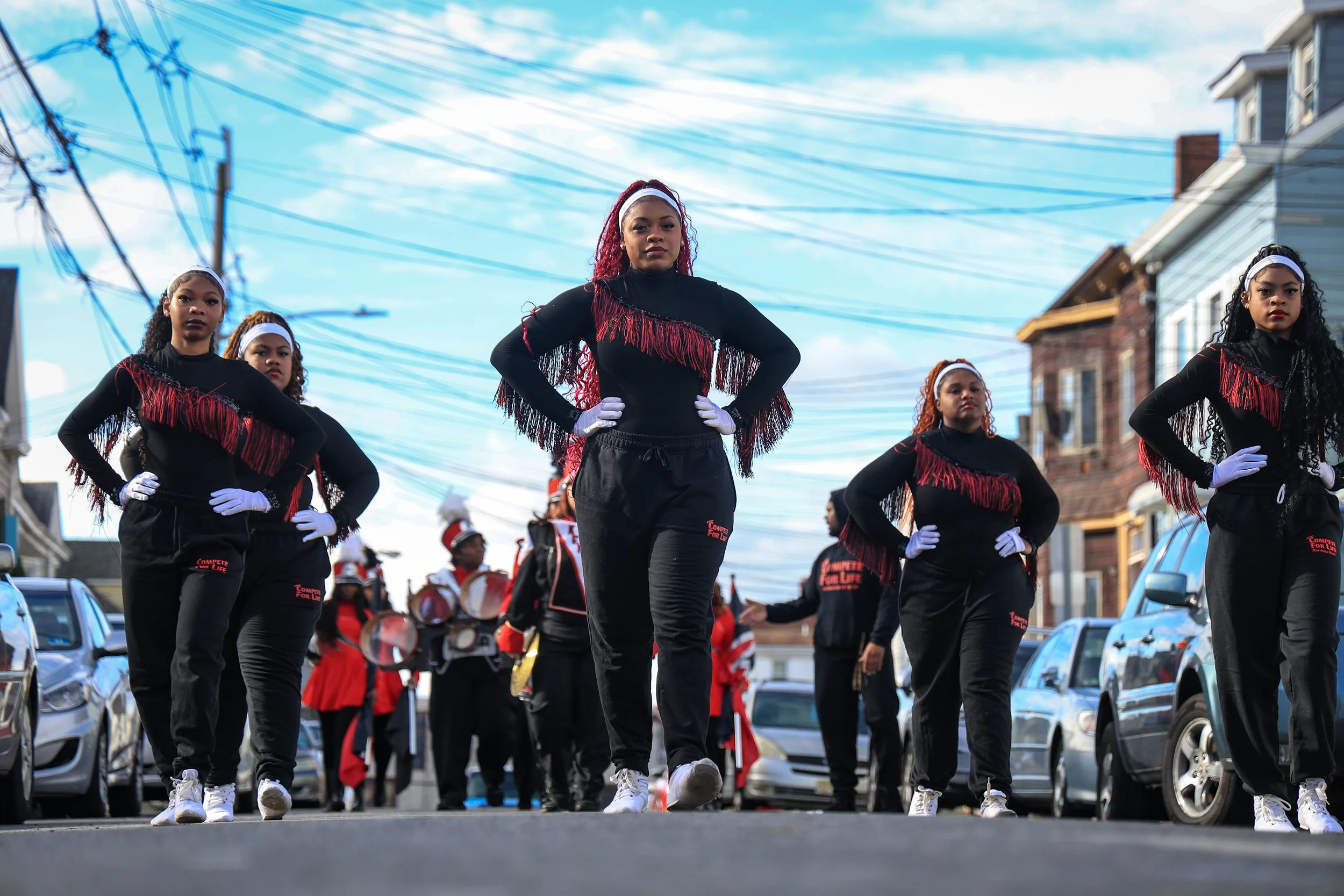 PATERSON, N.J. | Nov. 27, 2025: The JFK High School marching band marches across town, as it continues one of Paterson’s oldest Thanksgiving traditions, marching from Kennedy High School to Hinchliffe Stadium before performing at halftime of the annu