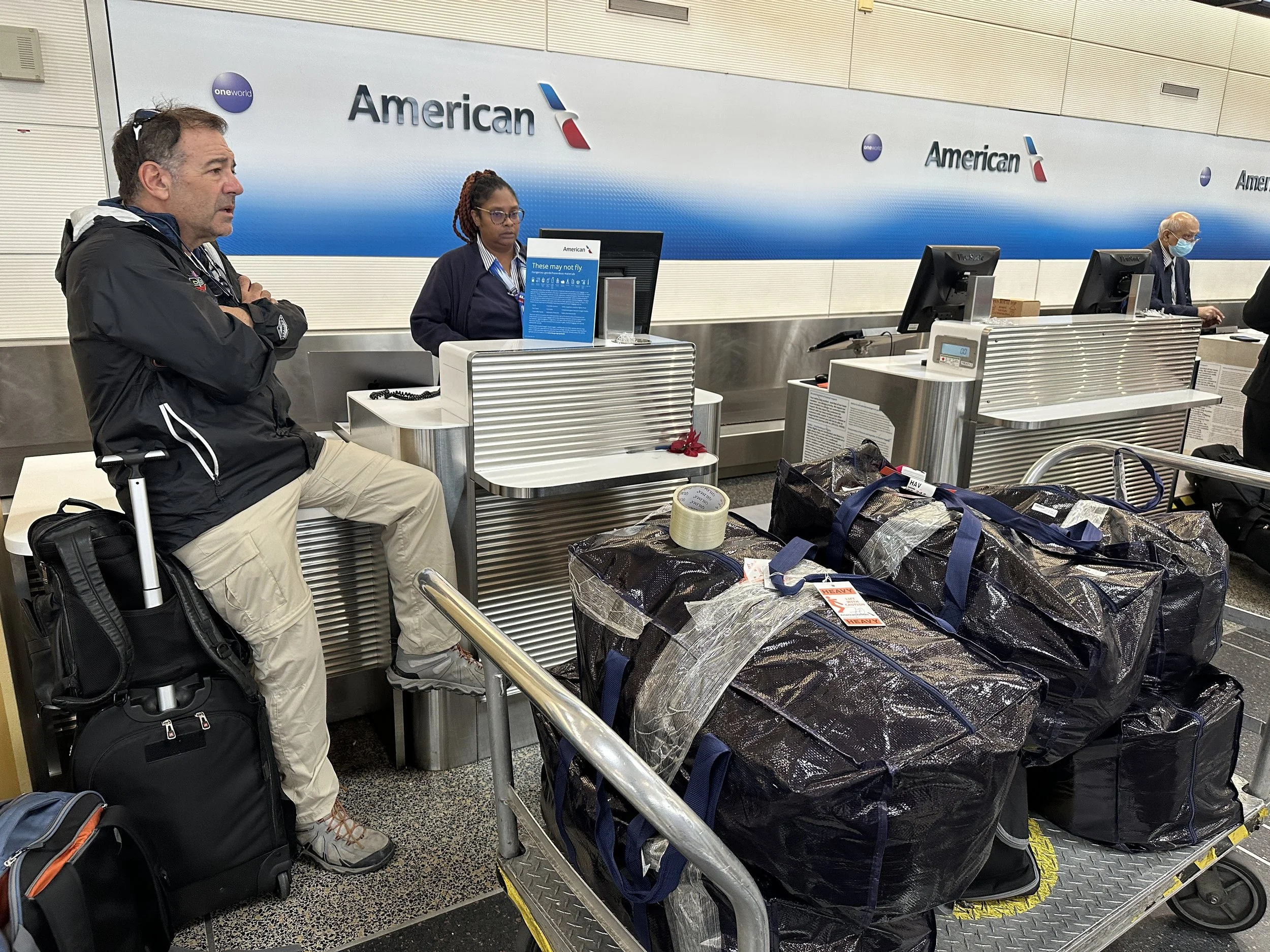 HAVANA, CUBA — March 6, 2026: Chuck Fazio, a retired businessman from Washington, D.C., delivered four bags—nearly 400 pounds—of food, cooking supplies, and pharmaceuticals to support Cuban residents. He had planned to bring more, but says airline re