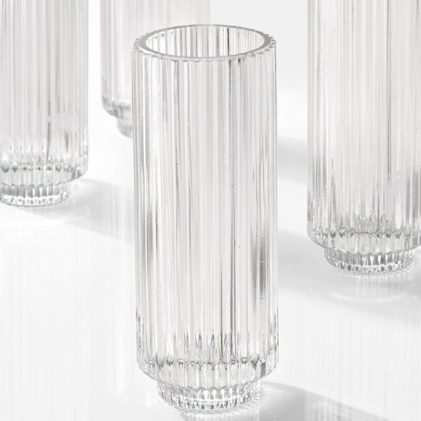 26 QTY - 6 1/4"H Pleated Glass Tea Light Votives