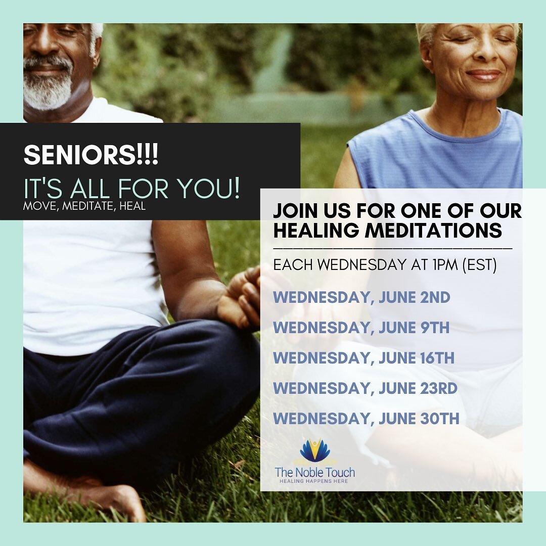 Join us every Wednesday for our Midday Meditation Series!
_____
Tomorrow June 2nd
1pm (EST)
Free for all Seniors!
(However, all are welcome)
Click on the link in our bio to register.
_____
During this experience, certified Energy Wellness Practitione