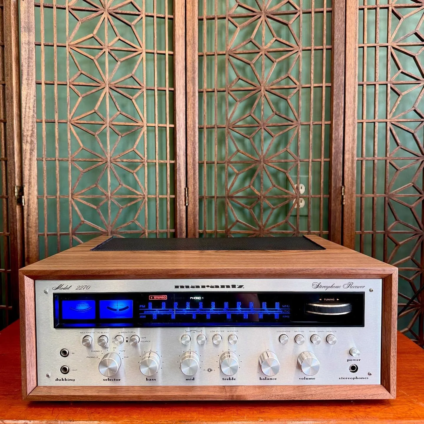 [AVAILABLE] Another classic Marantz receiver is fresh off the restoration bench and ready for sale!
This 2270 is 70 watts per channel and makes a perfect complement to a wide variety of speakers. It features AM/FM, two phono, AUX, and two tape (line)