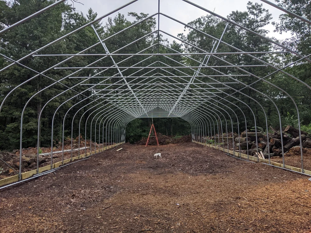  Final images before leaving Victory Aquaponics. Framing on the greenhouse is up! 
