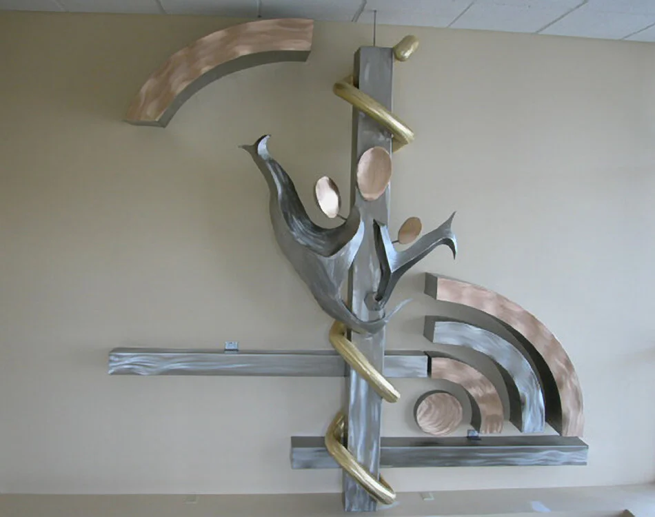 Life's Hope Shine / Stainless Steel, Bronze, and Architectural Bronze (Brass) / @ 10' x 11' x 2'
Collection of: Lexington Diagnostic Center, Lexington, Kentucky Dr. George Privett