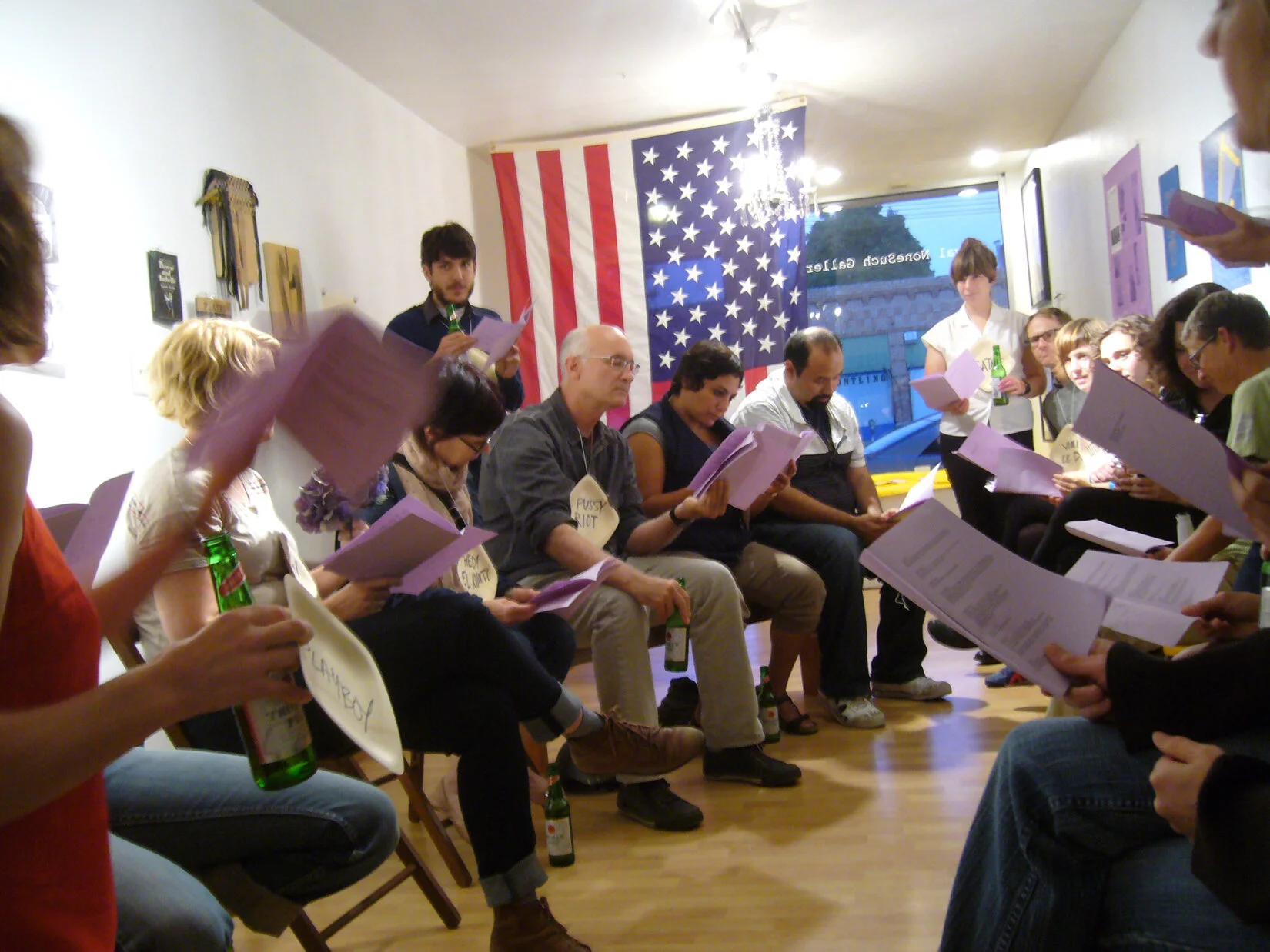 Jean Genet in the Aunque, performative script reading, Royal Nonesuch Gallery, Oakland, CA