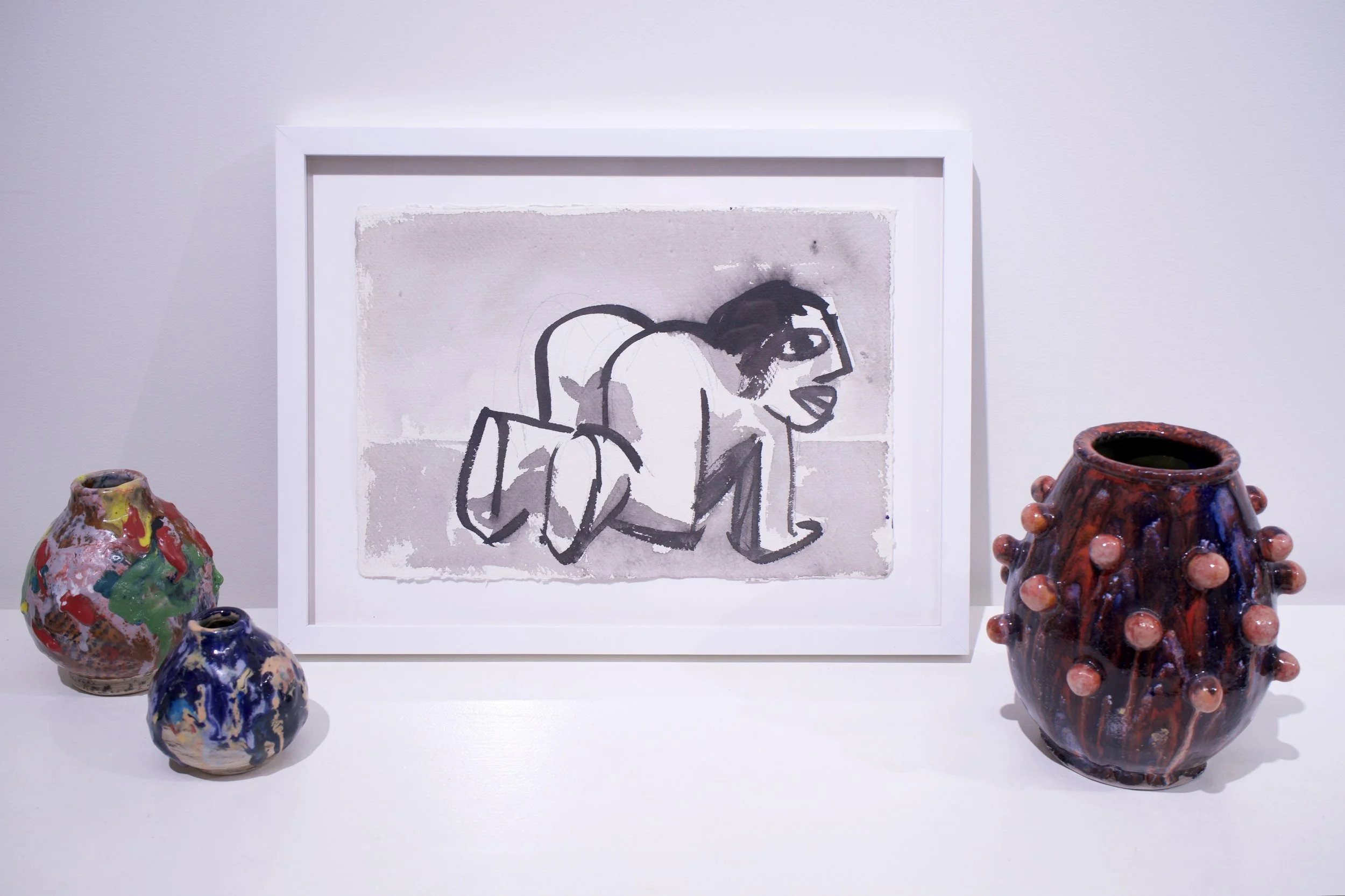 Supplicant, 2025, Sumi ink on handmade cotton paper, 8.25" x 11.75" (unframed)