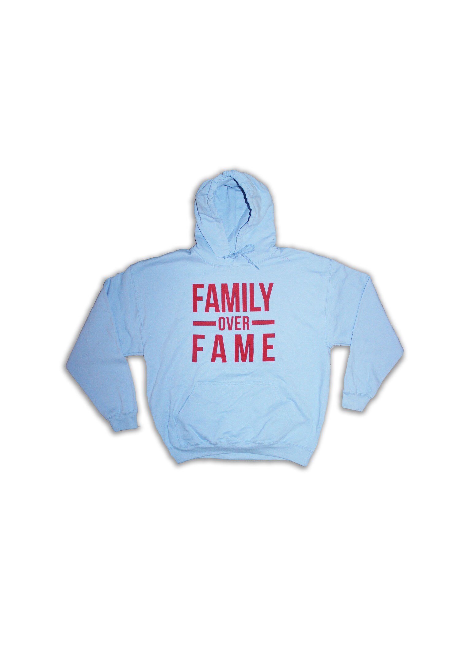 Classic Baby Blue/Red FOF Hoodie — Family Over Fame