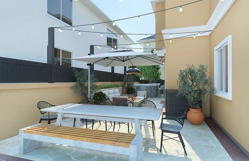 Cabin Fever anyone? I know I am... so why not turn your backyard to an oasis and bring  the Mediterranea to your home 🏡. Safe and more personal. Great collaboration on backyard remodel and rendering with @redwagondesigncollective . #interiordesign #