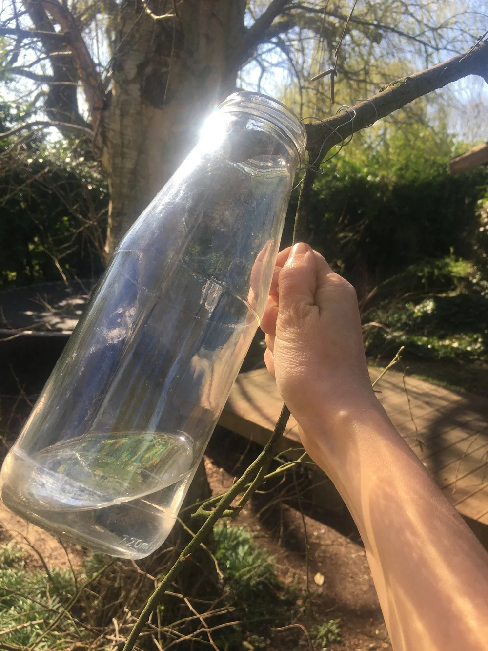 Berkensap aftappen in een fles