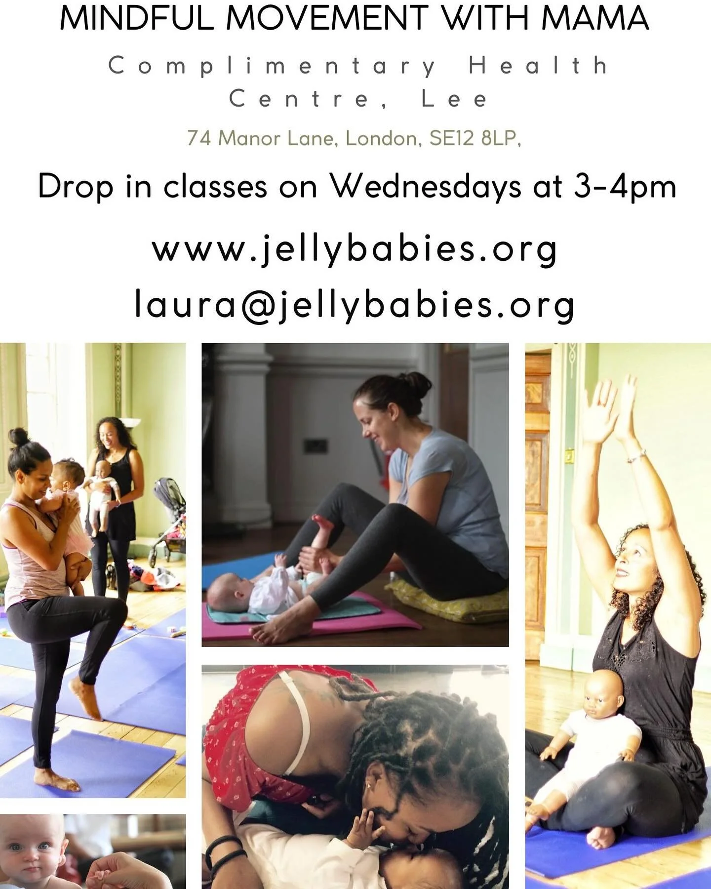 Hey mamas 🫶🏽✨,
for the next 4 weeks l&rsquo;ll be running Mindful Movement with Mama classes at the Complimentary Health Centre in Lee, SE12. 

You can drop in or you can book a block.

The classes are suitable from 3 months until around 12 months 