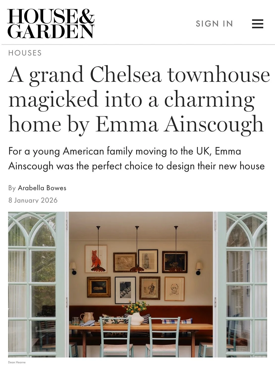 I&rsquo;m SO thrilled to kick off 2026 with a house feature with @houseandgardenuk, proudly showing off my recent Chelsea project, which was a joy to work on from start to finish. It was fast paced but so much fun creatively as my clients really boug