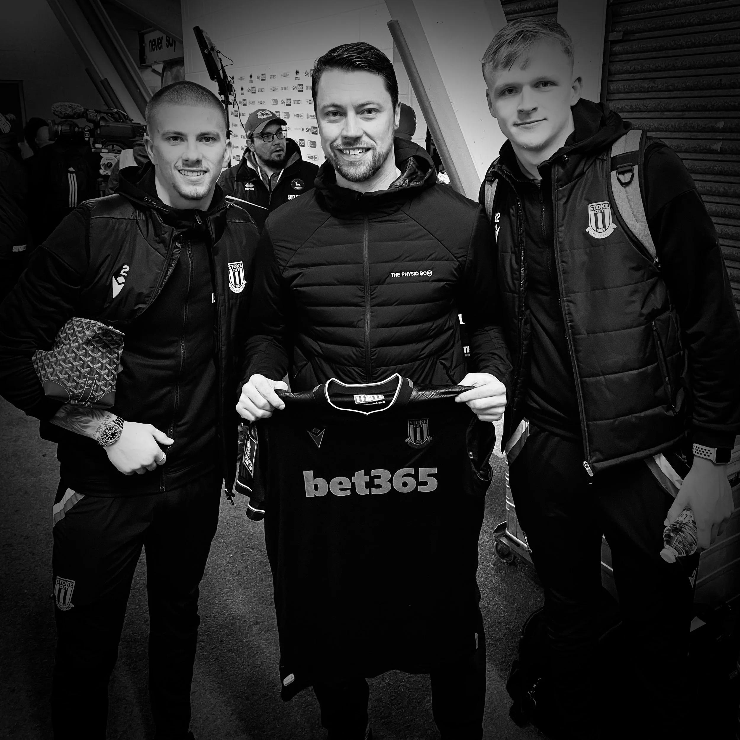Stoke City Players with Specialist Physiotherapist Nathan Hall
